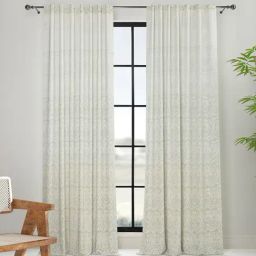 Fabindia Home Ihania Printed Teal Cotton Long Door Curtain (9ft)-image-35