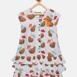 Kiddopanti Kids White Cotton Printed Dress-image-34