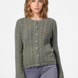 Only Green Round Neck Cardigan-image-104