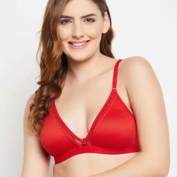 Clovia Red Wireless Non-Padded Plunge Bra Bra-image-21