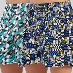 Freecultr Multicolored Cotton Regular Fit Printed Lounge Shorts - Pack Of 2-image-1