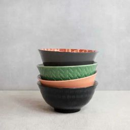 KitchenCraft Life Glazed Multicolor Ceramic 25 cm Bowl - Set of 4-90