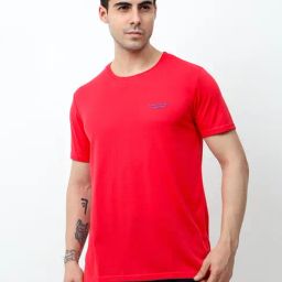 Masculino Latino Red Regular Fit Round Neck Sports T-Shirt-image-20