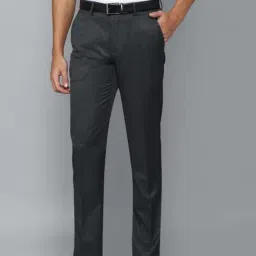 Louis Philippe Permapress Grey Regular Fit Texture Trousers-image-56