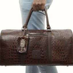 Hidesign Dark Brown Large Duffle Bag with Pouch-13