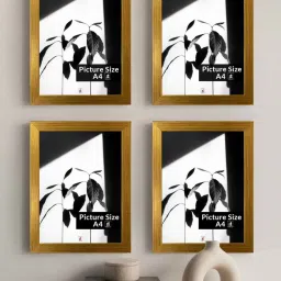 Art Street Gold Engineered Wood A4 Size Certificate & Document Photo Frames - Set of 4 image 1