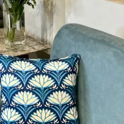 Bells & Whistles Mrnalini Turquoise Silk Floral Cushion Cover-picture-11