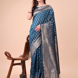 KALINI Woven Design Saree with Matching Unstitched Blouse Piece-picture-26