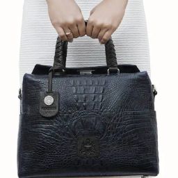 Hidesign Midnight Blue Textured Medium Sling Handbag with Pouch-image-16