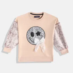 White Snow Girls Beige Sweatshirt-image-49