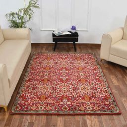 Presto Red & Gold Polyester Traditional Carpet image 1
