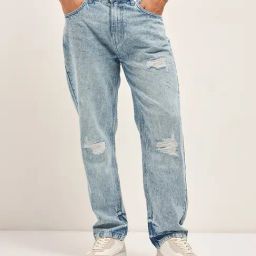 The Bear House Blue Straight Distressed Jeans-image-55