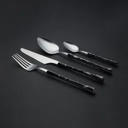 NATURALLY YOURS Black Stainless Steel Vittoria Flatware Set of 4 image 1