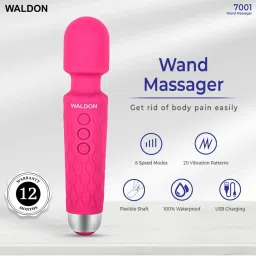 Waldon Cordless Handheld Wand Massager with 28 Vibration Modes (Pink) image 2