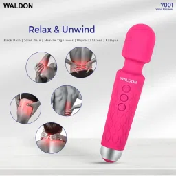 Waldon Cordless Handheld Wand Massager with 28 Vibration Modes (Pink) image 3