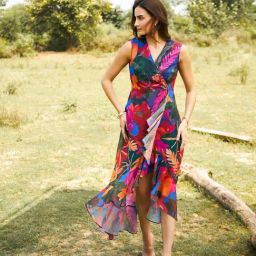 Mabish By Sonal Jain Multicolored Printed A-Line Dress-image-4