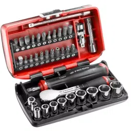 FACOM 6.35 mm (1/4 inch) Square Drive Socket Set Black/Red, R.181NANOPB (Set of 38 Pcs)-1