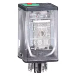 Schneider Electric 230 V AC Coil 10 A Switching Current DPDT Plug In Power Relay, RUMC22F7-7