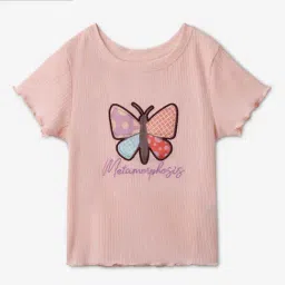 The Souled Store Girls Pink Cotton Embroidery T-Shirts-image-58