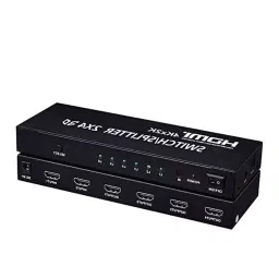 Techut HDMI 2x4 Matrix Switch Splitter With Audio Extractor Converter and Remote Control (Black) image 2