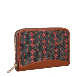 ZOUK Black Printed Zip Around Wallet for Women image 2