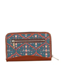 ZOUK Blue Printed Zip Around Wallet for Women image 3