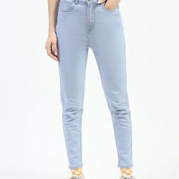 MADAME Light Blue Cotton Slim Fit Mid Rise Jeans-picture-20