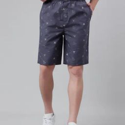 Van Heusen Grey Cotton Regular Fit Printed Shorts-picture-4