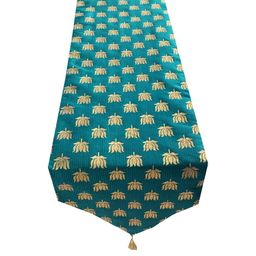 Pink Parrot Green 12x70 inch Jacquard Silk Table Runner-image-8