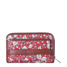 ZOUK Red Printed Zip Around Wallet for Women image 1