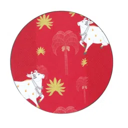 ICraft Gulabi Pichwai Series Red & White MDF Placemat - Set of 6 image 2
