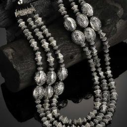 Panash Silver Toned Oxidized Beaded Necklace-image-13