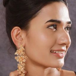 Aatmana Gold Plated Floral Shaped Long Contemporary Drop Earrings-12
