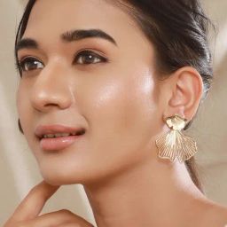 Aatmana Gold Plated Petal Shaped Textured Contemporary Stud Earrings-26