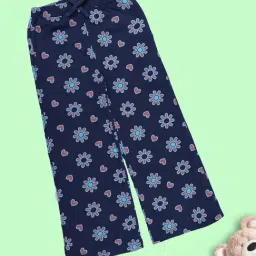 Kiddopanti Girls Navy Cotton Regular Fit Printed Pajamas-image-20