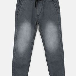 Urbano Juniors Boys Grey Slim Fit Faded Denim Joggers-image-28