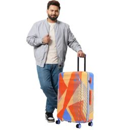 Nasher Miles Chicago Hard Polycarbonate Printed Set of 2 Orange Blue Trolley Bag (55 & 65 cm)-89