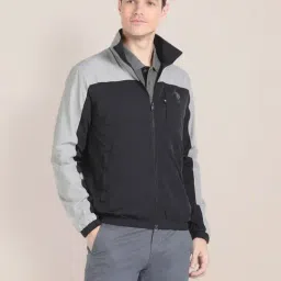 U.S. Polo Assn. Black Regular Fit Colour Block Wind Cheater-picture-35