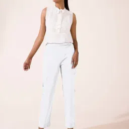 Go Colors! White Mid Rise Formal Trousers-picture-11