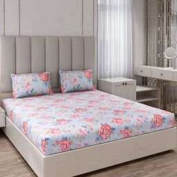 Monte Carlo Ryalking Multicolor Polyester Printed 135 GSM King Bedsheet with 2 x Pillow Covers-10