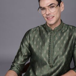 Manyavar Men Green Ethnic Motifs Regular Kurta with Pyjamas-picture-51