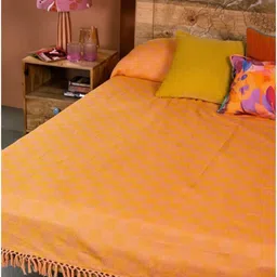 FREEDOM TREE Waffle Peach-Coloured & Orange-Coloured Self-Designed King Bedcover-image-25