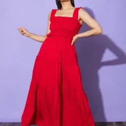 Globus Red Regular Fit Maxi Dress-image-48