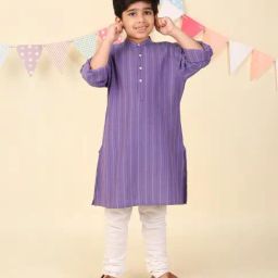 Fabindia Purple Cotton Dobby Long Kurta-picture-43