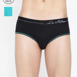 La Intimo Black & Teal Blue Comfort Fit Briefs - Pack Of 2-picture-28