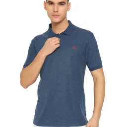 Duke Blue Blended Slim Fit Solid Polo T-Shirt-image-45