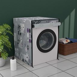Kuber Industries Grey & White Printed Dustproof Front Load Washing Machine Cover-26