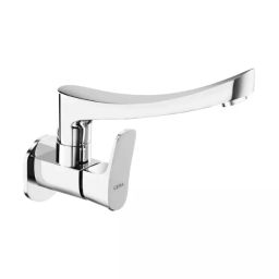 CERA Perla Quarter Turn Wall Mount Sink Cock with Swivel Spout and Wall Flange, F1012261-28