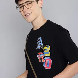 Aeropostale Brand Logo Printed Drop-Shoulder Sleeves Pure Cotton Relaxed Fit T-shirt-image-99