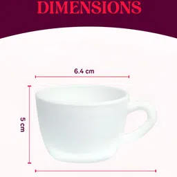 Larah by BOROSIL White & Green 6 Pieces Printed Opalware Glossy Cups And Mugs 140ML image 2